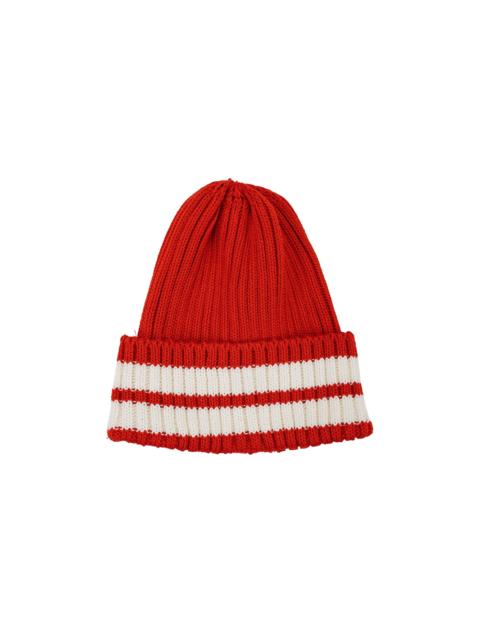 The Real McCoys MA26015 Striped Cotton Knit Cap Red