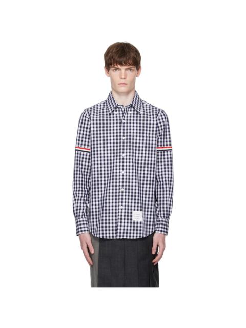 Navy & White Gingham Check Poplin Armband Shirt