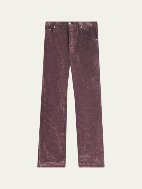 Dries Van Noten Men's Pine Straight-Fit Flocked Denim Jeans