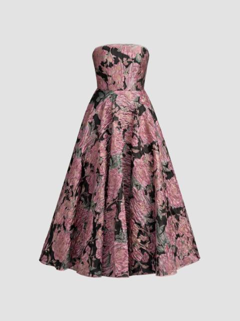 MAC DUGGAL Women's Strapless Floral Brocade Midi-Dress - Black Multi