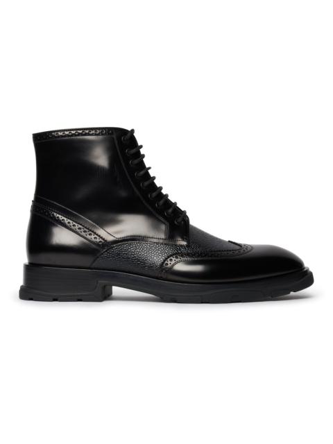 Alexander McQueen 질감 레이스 업 부츠