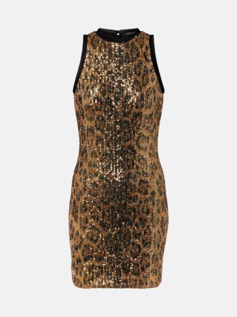 Roberto Cavalli Sequined leopard-print minidress