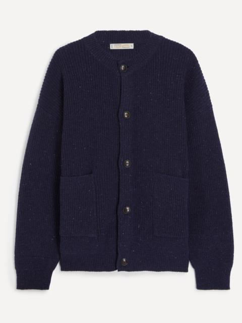 FrizmWORKS Heavy Wool Round Cardigan in Navy