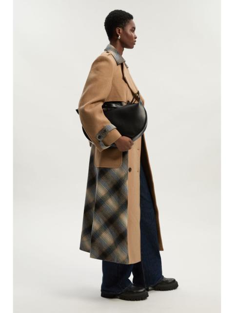 KAREN MILLEN Wool Check Tailored Belted Trench Midi Coat