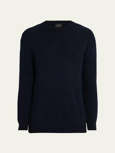 Brioni Men's Wool and Cashmere Cable Knit Crewneck Sweater