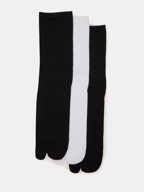 STEVE MADDEN SPLIT TOE CREW SOCKS BLACK/WHITE