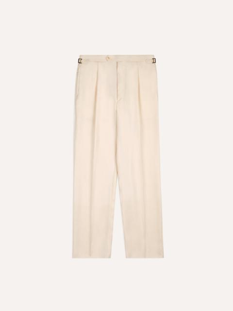 Drake's Ecru Ramie-Canapa Single-Pleat Trouser