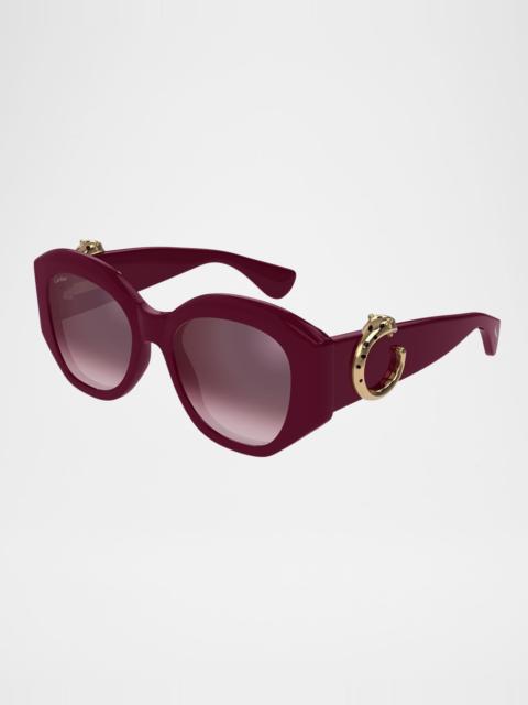 Cartier C-Logo Acetate Butterfly Sunglasses