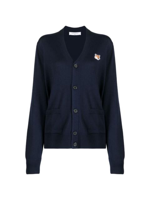 logo-patch wool cardigan