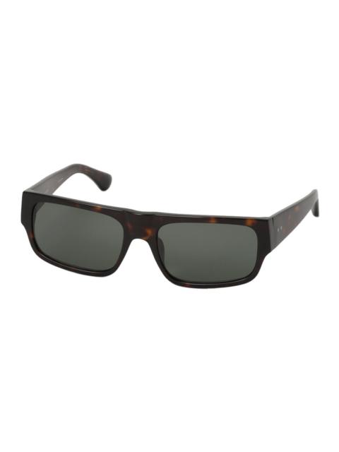 LINDA FARROW X DRIES VAN NOTEN RECTANGULAR SUNGLASSES (TSHELL/BRUSHED GOLD/BOTTLE GREEN)