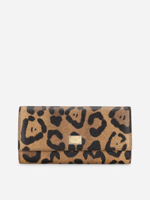 Dolce & Gabbana Leopard-print Crespo continental wallet with branded plate