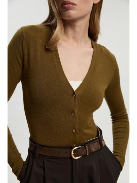 KAREN MILLEN Viscose Blend Knitted Button Detail Cardigan