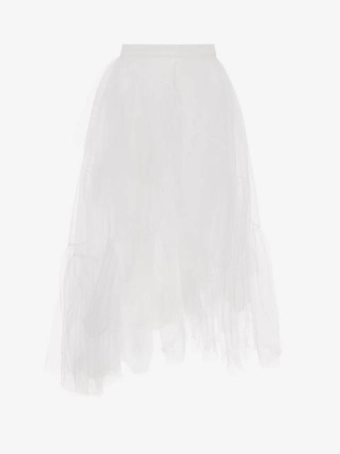 Alexander McQueen Women's Asymmetric Gathered Skirt in Optical White