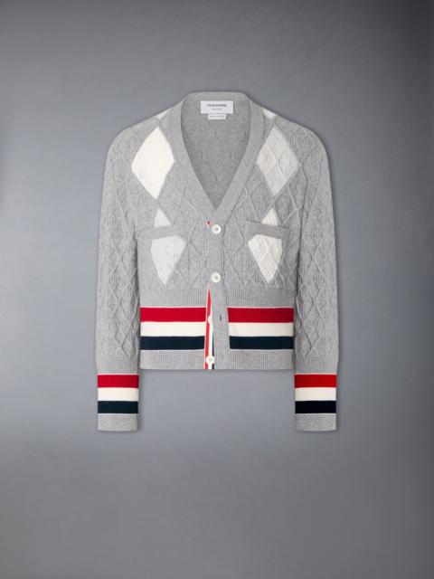 Thom Browne ARGYLE INTARSIA CASHMERE SHRUNKEN CARDIGAN