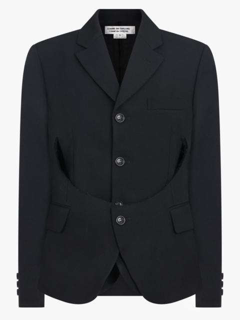 Comme Des Garçons TAILORED JACKET WITH ROUNDED SLIT DETAIL | BLACK