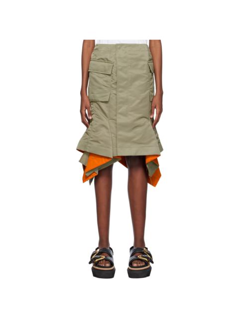 sacai Khaki Asymmetric Midi Skirt