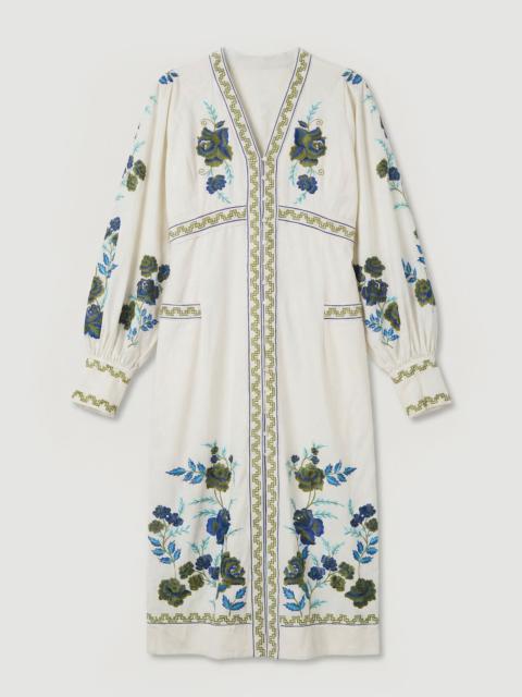 KAREN MILLEN Plus Size Embroidered Cotton Twill Woven Maxi Dress