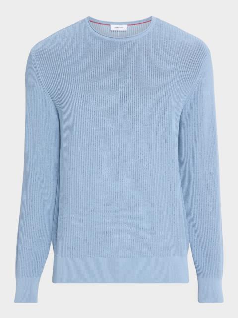 FERRAGAMO Men's Viscose and Cotton Rib Round-Neck Sweater