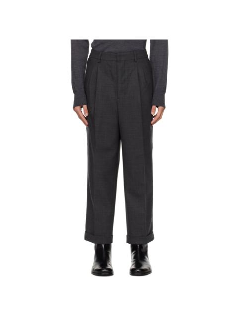 AMI Paris Gray Carrot Fit Trousers