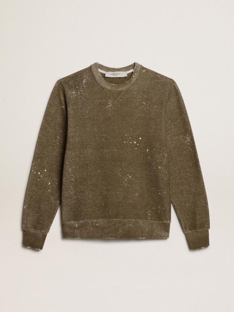 Vintage-effect beech-colored cotton sweatshirt