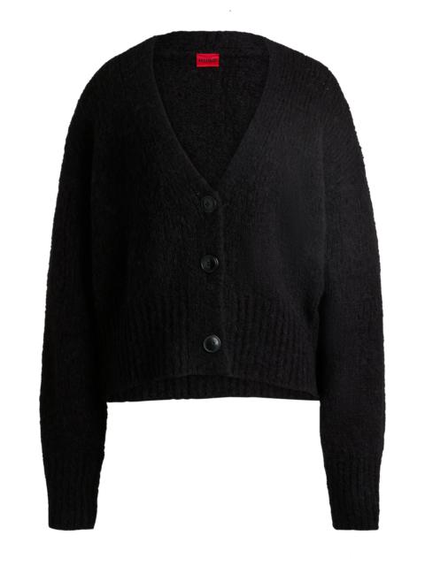 HUGO OVERSIZE-FIT CARDIGAN WITH V NECKLINE AND CROPPED LENGTH