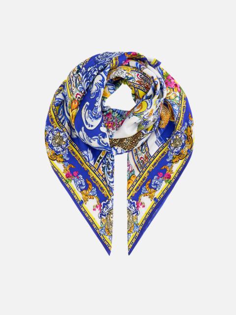 LARGE CRYSTALLED SILK SQUARE SCARF