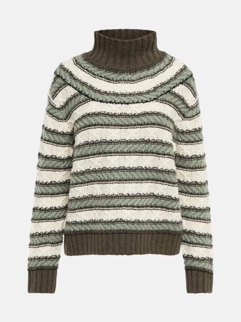 Striped cashmere turtleneck sweater