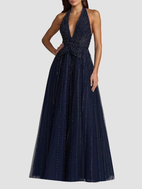 MAC DUGGAL Women's Beaded Mesh Fit-&-Flare Gown - Midnight