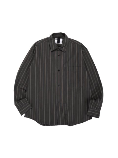 MARGARET HOWELL MHL Basic Shirt Bold Stripe Cotton Off Black/Khaki