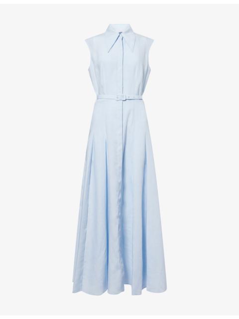 GABRIELA HEARST Durand Sleeveless Belted Linen Shirt Dress