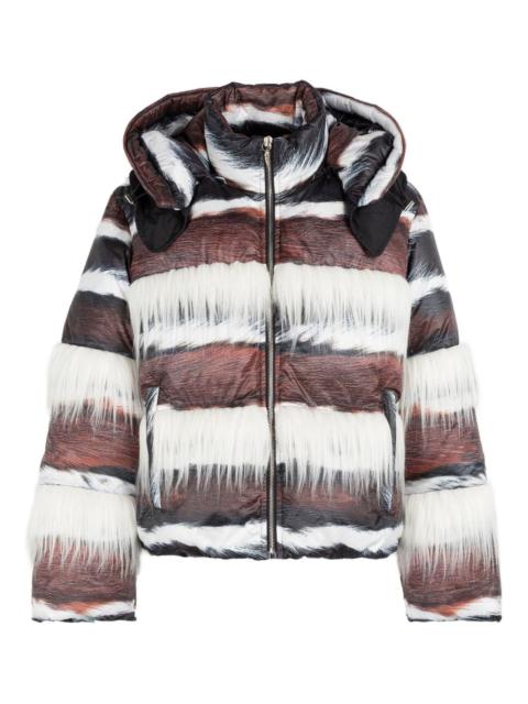 Roberto Cavalli striped fur-trimmed jacket