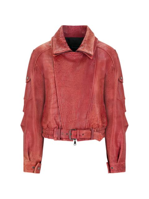 Alessandra Rich belted leather jacket