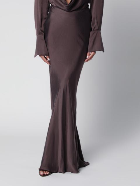 THE ANDAMANE Long rouge noir satin skirt