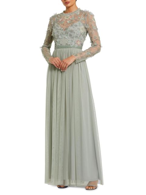 MAC DUGGAL Women's Sequin-Embellished Long-Sleeve Gown - Sage