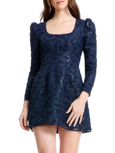Dress The Population Women's Brie Sequined Fit-And-Flare Minidress - Navy