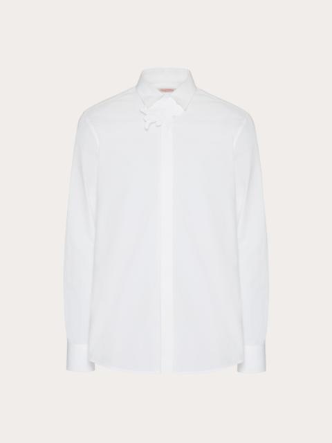 Valentino LONG-SLEEVED COTTON POPLIN SHIRT WITH FLOWER PATCH