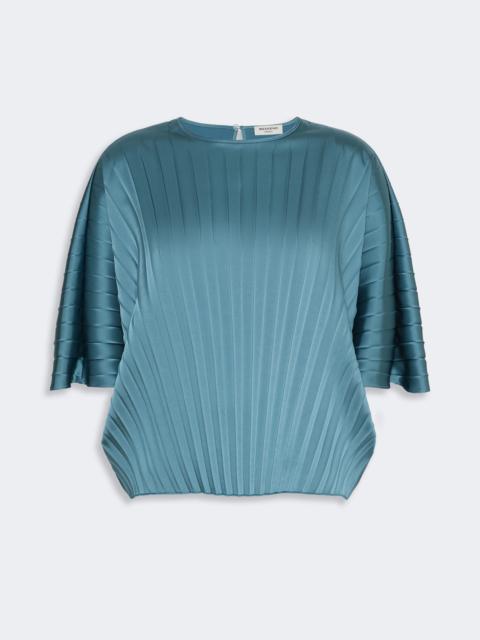 WEEKEND Max Mara AUREO Loose blouse in pleated satin - BLUE AZURE