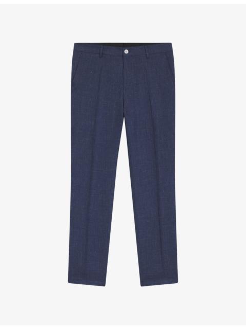 BOSS Slim-Fit Mid-Rise Linen-Blend Trousers