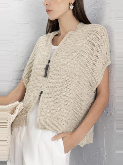 Brunello Cucinelli Bronze Zip Front Cardigan