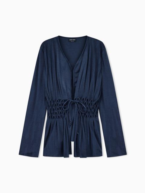 GIORGIO ARMANI BLAZER REGULAR FIT JACQUARD VISCOSE JERSEY SMOCKED WAIST