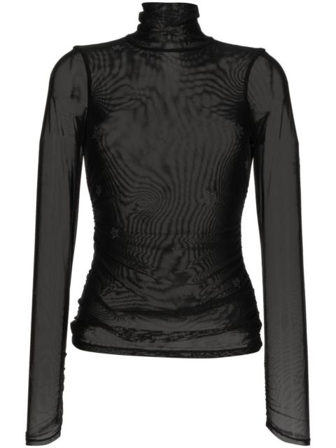 Cinq à Sept crystal-embellished tulle T-shirt