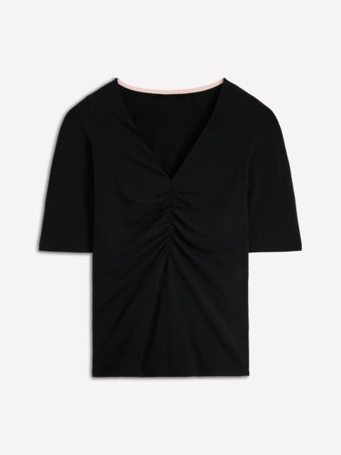 BODEN Tia Ruched V-Neck Top-Black