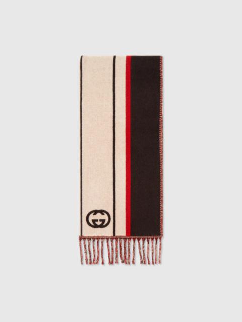 GUCCI Interlocking G striped wool scarf