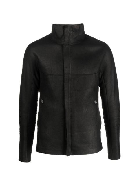 crinkled zip-up leather jacket