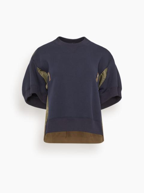 sacai Sponge Pullover in Navy/Dark Khaki
