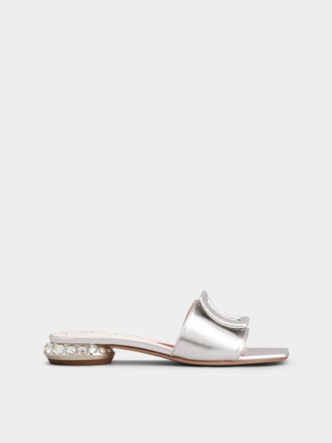 Roger Vivier Strass Heel Covered Buckle Mules in Nappa Leather