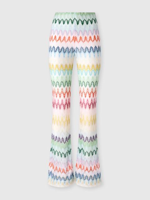 Missoni Flare trousers in viscose-blend lamé with zig zag motif