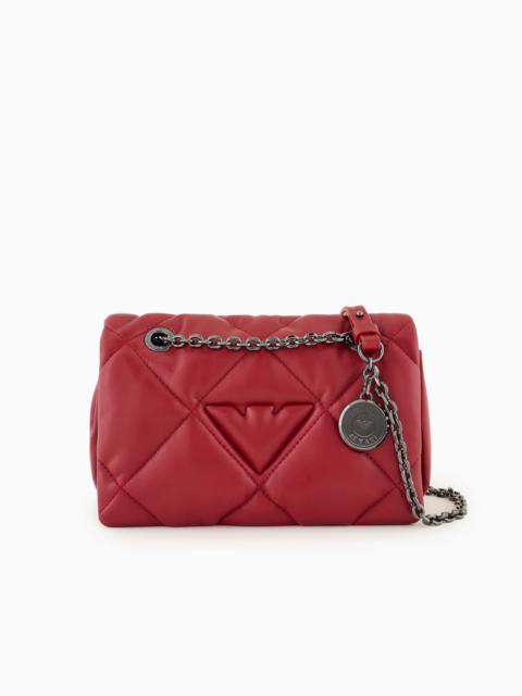 EMPORIO ARMANI Quilted nappa leather-effect shopper bag with flap