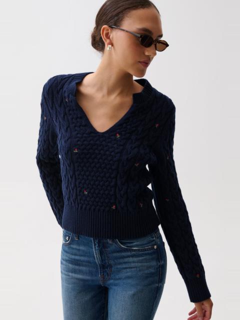 PISTOLA SHANA CABLE EMBROIDERED SWEATER - SOFT NIGHT