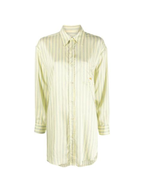 logo-embroidered striped shirt